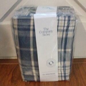 The Company Store Blue and White Plaid Duvet Cover
